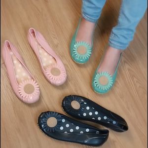 Sepatu Flatshoes Wanita Terbaru Jelly Bunga Polkadot Style Slip On Fashion Korea Kekinian COD SPT-92