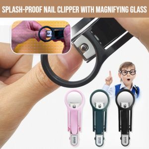 Splash-Proof Nail Clipper With Magnifying Glass: Household Portable Nail Clipper Built-In Magnifying Glass