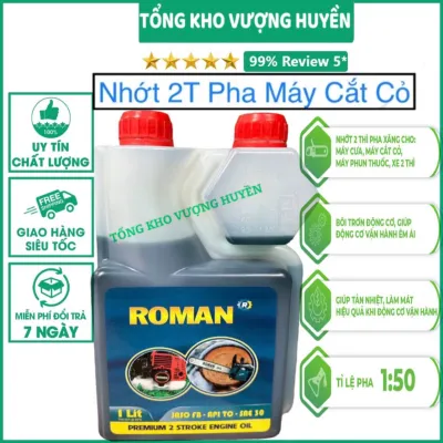 Nhớt ROMAN 2 thì dung tích 1 lít dùng pha với xăng cho máy cưa máy cắt cỏ động cơ 2 thì [ Hàng Chính Hãng ]