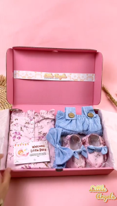 Hampers Newborn Bayi Girl Premium & Setelan Dress Bayi Jumpsuit Lucu 4in1 Free Box