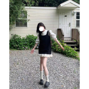 Bộ Đồ Hai Mảnh Màu Đen Phong Cách Hàn Quốc Cho Nữ Mùa Thu Váy Sơ Mi Dây Thoải Mái Rộng Rãi Hợp Thời Trang