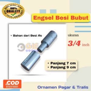 Engsel Bubut 3/4 inch panjang 7 cm 9 cm ornamen aksesoris pagar tralis besi