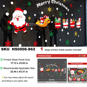 other | Rich patterns christmas window stickers static glass decals santa window clings shop window xmas decor no glue static clings