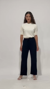 MINEOLA Pleated Tie Waist Long Pants (Celana kulot wanita kekinian korean style)