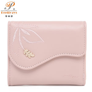 Fashion Women Wallet Short Two Fold Card Holder Flower Printing Zipper Coin Purse