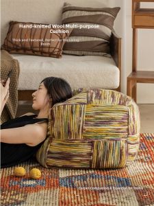 American Style Wool Lazy Sofa Pouf Luxurious Comfort Cushion