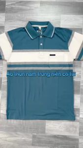 Áo Thun Nam Kẻ Sọc Cổ Bẻ Trung Niên Hàng Cao Cấp Hàng VNXK Áo thun nam trung niên có túi ( chất liệu cotton 100%)