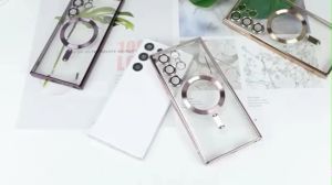 Kes Lembut Magnetik Jelas Magnetic Soft Clear Case for Samsung Galaxy S22 S23 S24 S25 Ultra Protective Cover w/ Camera Lens Protector