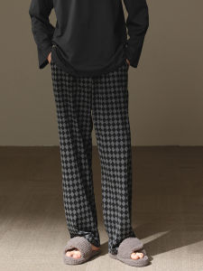 ใหม่ 2024 ชายผ้าฝ้ายชุดนอนกางเกงกลางเอวลายสก๊อตหลวม Fit สําหรับฤดูใบไม้ผลิฤดูใบไม้ร่วงบ้าน