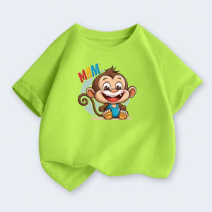 Summer Cartoon Monkey Half Sleeve Pure Cotton T-Shirt for Boys And Girls Childrens Clothing Toddler Kids Tops Fashionable Brand