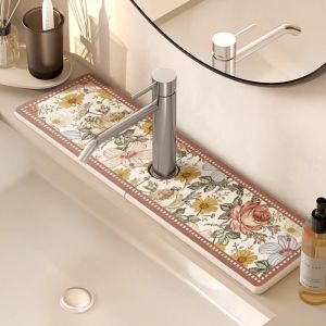VIKAMA Bohemian Flower Faucet Anti Slip Pad Quick Drying Tabletop Absorbent Pad Sink Kitchen Bathroom Washbasin Home Decoration