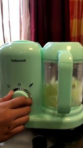 (Freebie + Bộ chuyển đổi) Máy làm thức ăn cho trẻ sơ sinh Baby Cook Máy hấp và máy xay sinh tố 10 phút