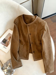 SHENGHUOYA | Vintage Suede-like Patchwork Versatile Casual Jacket