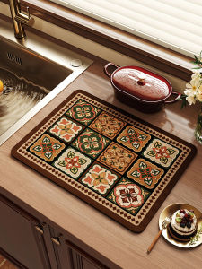 Mỹ Retro Bàn Bếp Thảm Nhanh Khô Thấm Hút Nước Cách Nhiệt Bồn Rửa Dụng Cụ Lọc Miếng Lót Tối Giản Hiện Đại Bùn Tảo Cát Trang Trí Nhà