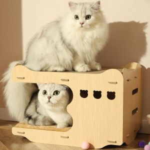 COD บ้านแมวไม้แมว ถอดออกได้ทนต่อการขัดถูไม่ตกรังแมวแนวตั้ง ต่อเป็นปราสาทได้