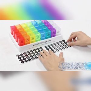 (LOCAL STOCK) Monthly Pill Box Organizer AM PM Twice a Day 30 Day Pill Storage Case Portable One Month Pill Cases Bekas Penyimpan Ubat Pil 药盒