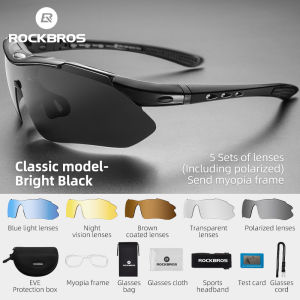 RockBros | ROCKBROS Cycling Polarized glasses Bike Outdoor Sports Sunglasses MTB Road PC Goggles Eyewear Glasses 5/3 Lens Bicycle Accessory