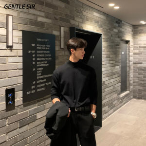 Thickened Half-High Collar Mens Knitwear Sweater Thick Lazy Style Mid-Neck Base Autumn Winter Spring Trend Fleece Inner Liner Warmth