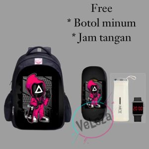 Tas ransel anak laki-laki superhero free botol minum kaca jam tangan led / tas ransel anak laki-laki / tas sekolah anak / tas anak superhero / tas ransel / tas anak