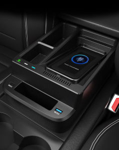 อะแดปเตอร์ชาร์จโทรศัพท์มือถือความเร็วสูงสำหรับ Honda CRV CR-V 2017-2022 Qi ที่ชาร์จแบบไร้สาย15W พร้อมฟังก์ชั่นการจัดเก็บที่วางแขนการตกแต่งภายในอุปกรณ์เสริม