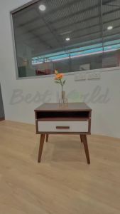 Best RETROSIC ET 8002 High Leg Bed Side Table / End Table (For Both Living and Bedroom) to panel with high quality 3D Lamination (Colour : Columbia Walnut + White / Wotan Oak)