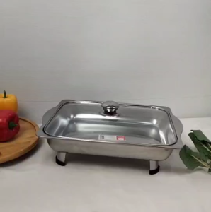 ถาดใส่อาหารพร้อมฝาปิด ขนาด 34*28*52 ซม. ก้นลึก ฝากระจกใส ถาดสแตนเลส พร้อมขาตั้งอย่างดี