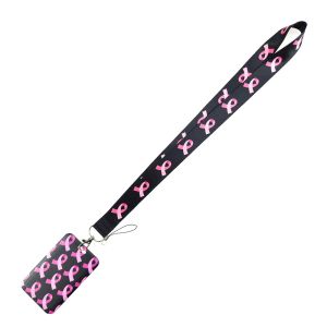 Long Fan Belt Breast Cancer Awareness Mobile Phone Strap Camera Hanging Rope Public Welfare Long Necklace Mobile Accessory