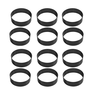 3PCS Round Tart Ring Set Stainless Steel Non-Stick Easy Release Molds for Fondant Tart Mousse Cake Home Kitchen DIY Baking