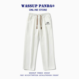 Wassup Panda Ice Silk Cool Feeling Thin Mens Summer Trendy Loose Wide Leg Drape Casual Sports Pants Polyester Fiber Straight Leg