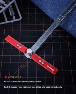 U-Star Adjustable T-Type Ruler UA-90341 Precision Ruler Length Convertible Sturdy and Durable for Gundam Model Scribing Marking Drawing Auxiliary DIY Tool
