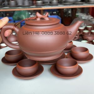 Bộ Ấm Trà Bát Tràng - Bộ Ấm Trống Chỉ Nguyên Mộc Đủ Phụ Kiện - Ấm Chén Nghệ Nhân Vương Mạnh Tuấn