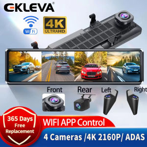 EKLEVA 4K +1K +1K + 1K Dash Cam F40 4-Channel Record ADAS BSD Car DVR WIFI APP Rear View Mirror Auto Video Camera Ultra HD 24H Parking
