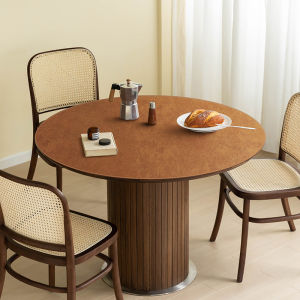 Retro round Leather Table Mat Oil Proof Waterproof No Wash round Tablecloth High End Small round Table Tea Table Mat PVC Material
