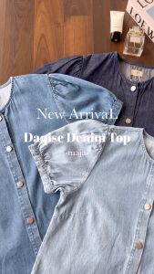 MAJA daqise denim top puff sleeve blouse