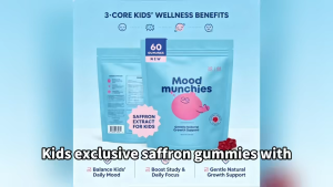 Mood Munchies Kids Saffron Extract Gummies Support Mood & Focus Kid‑Friendly Chewy Supplement 60ct