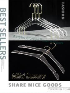 10 pcs. Transparent Acrylic Hanger with Bar for Adult Adult Tops Clothes  Suit or Trousers Clothing Hangers with Pants Tube Wardrobe Storage Plus Size (Hook Style Optional）