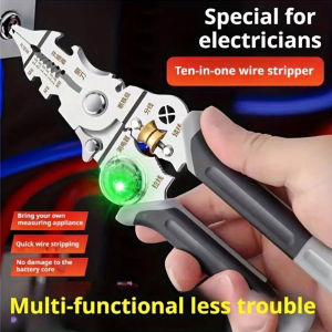 10 in 1 Wire Stripper with Electricity Measurement Pliers for Cutting Pulling Wires Cable Electrician Scissors Household
