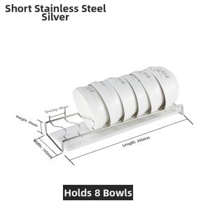 Stainless Steel 304 Single Layer Bowl Rack Drain Rack Dish Holder Drawer Storage Kitchen Utensil Organizer Non-Drilling Installation
