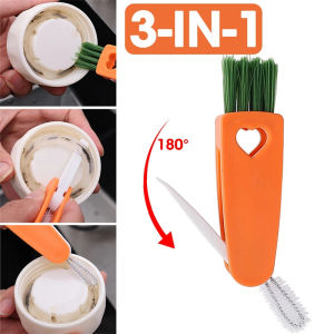 3 in 1 Multiple Bottle Gap Cleaning Brush Baby Bottle Cover Lid Brushes Uses Rotatable Groove Cleaner Household Cleaning Tools