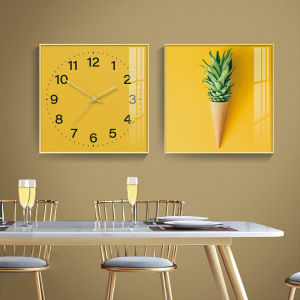 Modern Simple Decorative Wall Clock Living Room Home Fashion Nordic Restaurant Background Creative Clock Hanging Wall Metal Square Shape Battery Powered Acrylic Glass