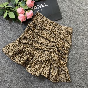 Váy Ngắn Chữ a Cạp Cao Họa Tiết Da Báo Thời Trang Xuân Thu Mới Cho Nữ Váy Ngắn Ôm Sát Dáng Đuôi Cá Viền Bèo Nhún