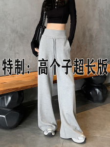 Quần Ống Rộng Cạp Cao Dài Đến Sàn Cho Nữ Cỡ Lớn 175 Quần Dài Thường Ngày Màu Xám Dài Đến Sàn Có Dây Rút