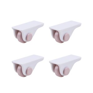 4-Pack DIY Plastic Stickable Mini Wheels Furniture Casters Storage Box Roller Trash Can Pulley Storage Box Basket Mobile Small Wheels