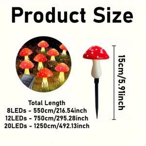 Solar outdoor lights cute garden mushroom outdoor decorative pile string lights solar waterproof outdoor lights