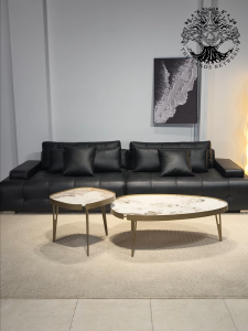 Bàn trà sofa bàn phòng khách bàn cafe Elip LUMIERE INFINITE – RIFLESSI nhập khẩu Inox đồng xước