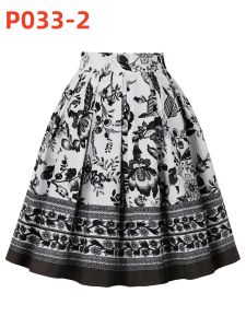 High Waist A-Line Mini Skirt Floral Print Lemon Pattern Ceramic Design Slimming Concealing Summer Womens Retro Street Style