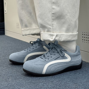 Mens Summer Casual Fashion Sports Shoes Flat Bottom Racing Shoes Breathable Retro All-Match Trendy Shoes Low Top Lace-Up