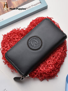Hush Puppies Mens Long Wallet Soft Top Layer Cowhide Leather Handbag Genuine Leather Bifold Purse for Youth Horizontal Shape