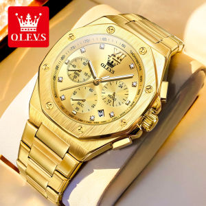 OLEVS Watch For Men Waterproof Original Genuine Quartz Luxury Diamond Dial Multifunction Stainless Steel Business Casual Luminous Calendar