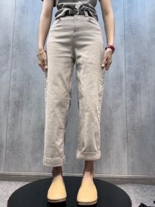 High Waist Straight Leg Khaki Color Slimming Summer New Womens Jeans plus Size Wide Leg Nine Points Smoke Tube Pants